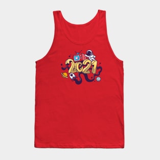 Cute Astronaut In 2021 New Year Space Cartoon Tank Top